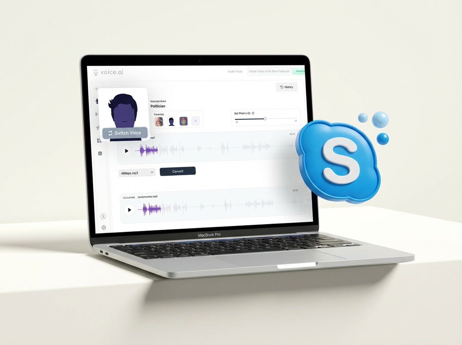 Voice.ai on a Skype call