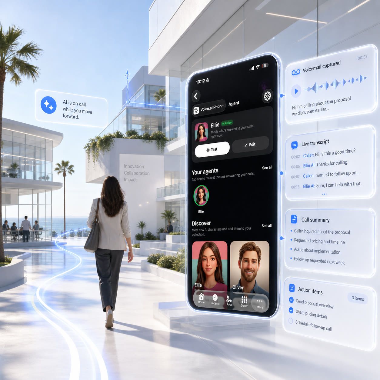Voicemail transcript being captured in real time during a call
