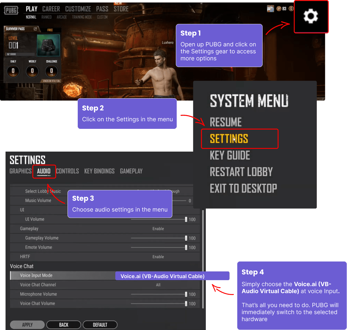 How to change PUBG default microphone