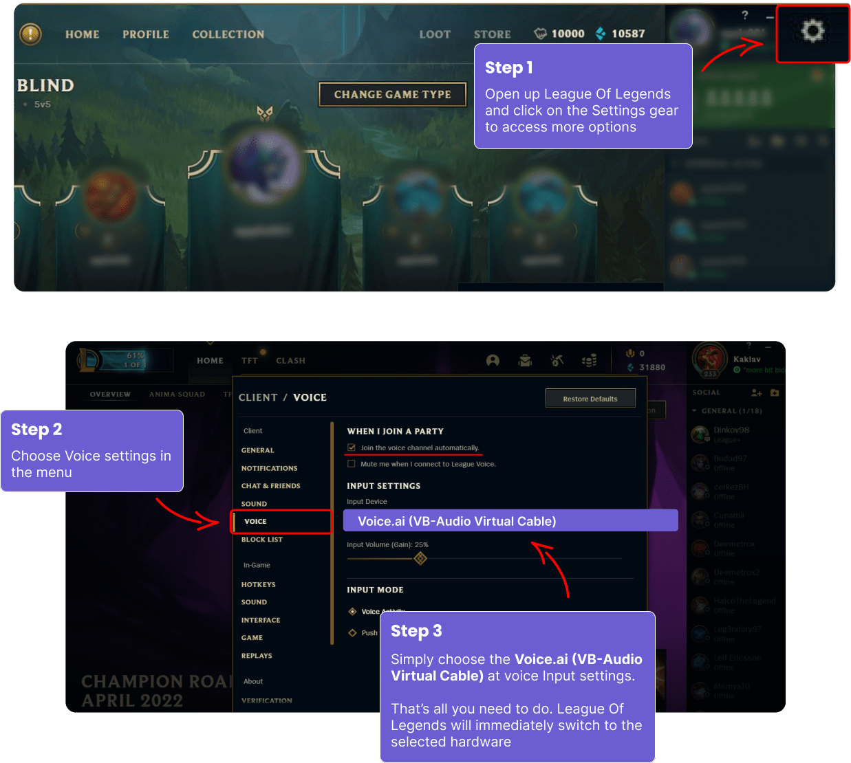How to change League of Legends default microphone