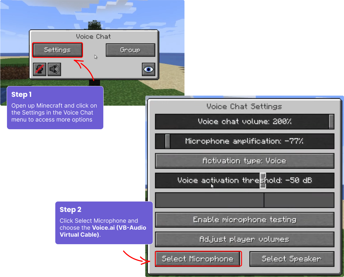 How to change Minecraft default microphone