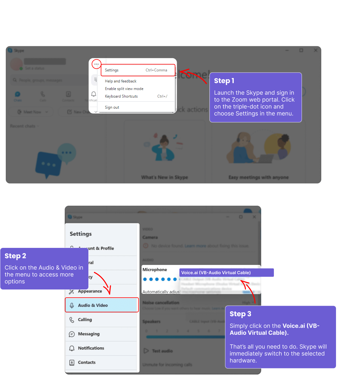 How to change Skype default microphone