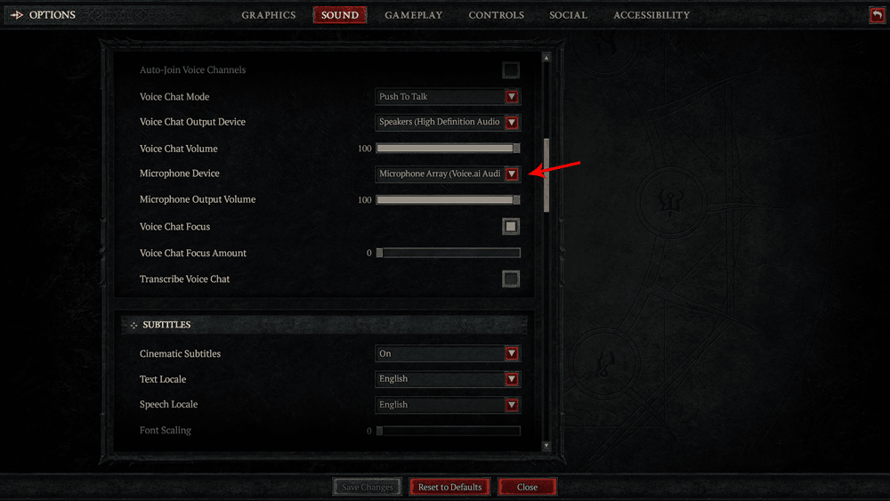 Diablo 4 Voice Changer microphone settings