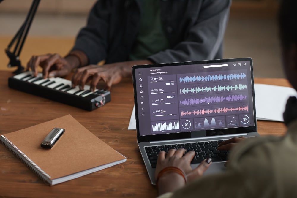 woman using audio software - Voice Over Software