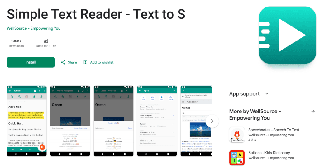 Simple text Reader - Text to Speech Software for Students