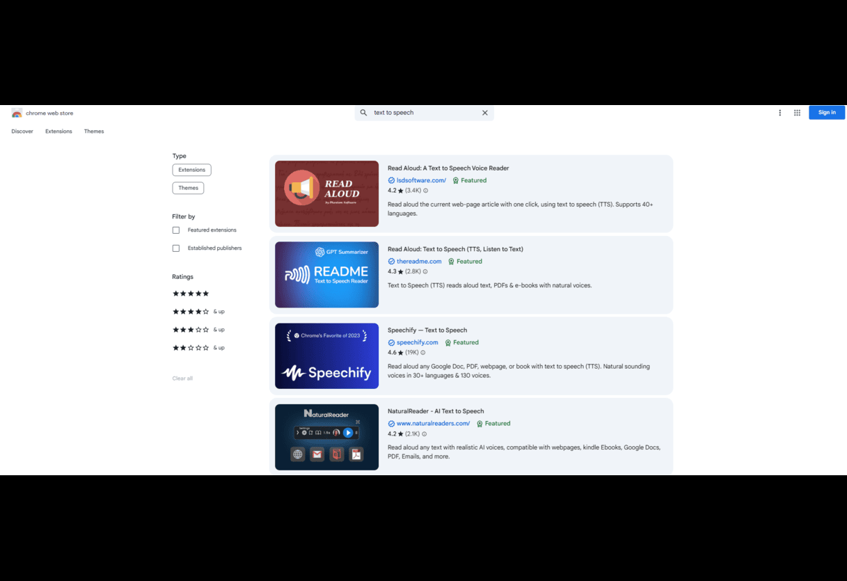 Chrome Webstore - Text To Speech Chrome Extension