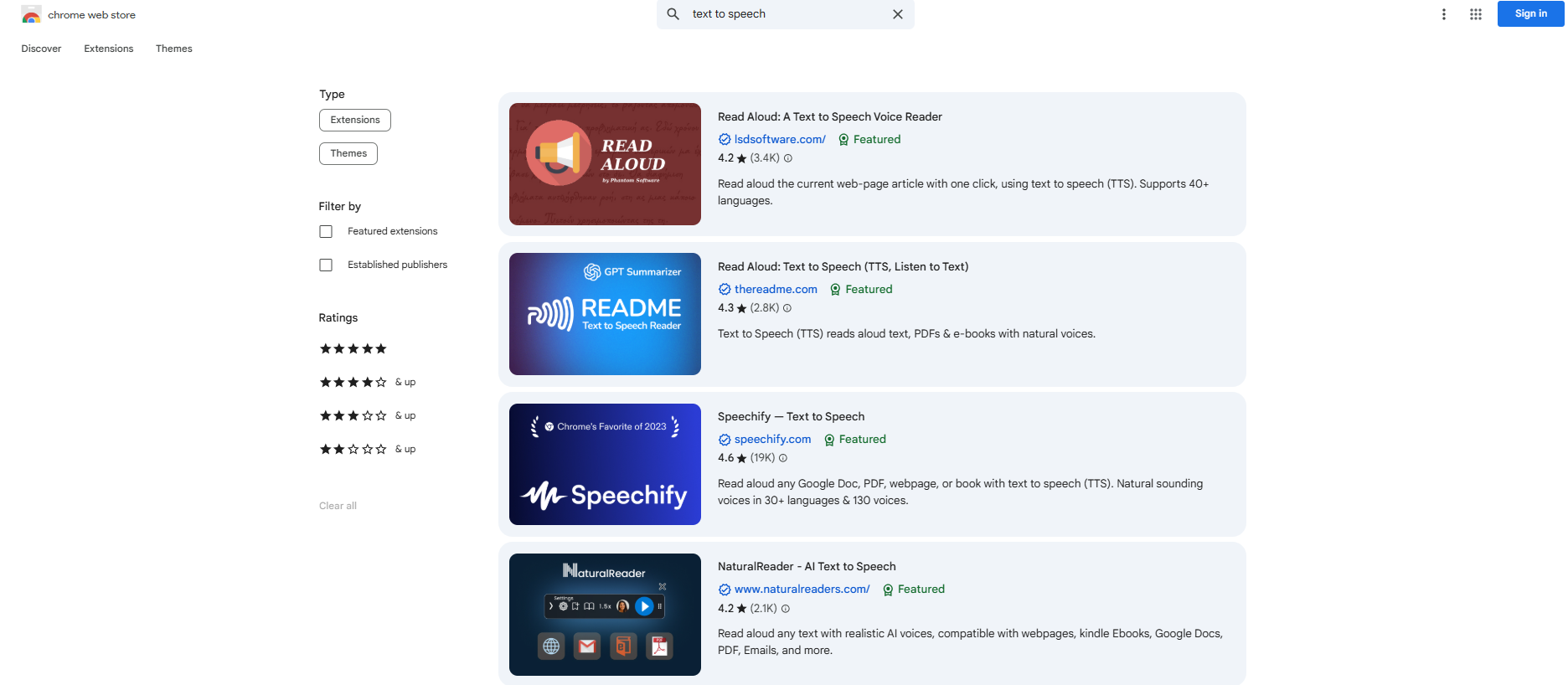 Chrome Webstore - Text To Speech Chrome Extension
