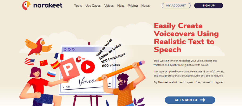 narakeet - Speechify Alternatives