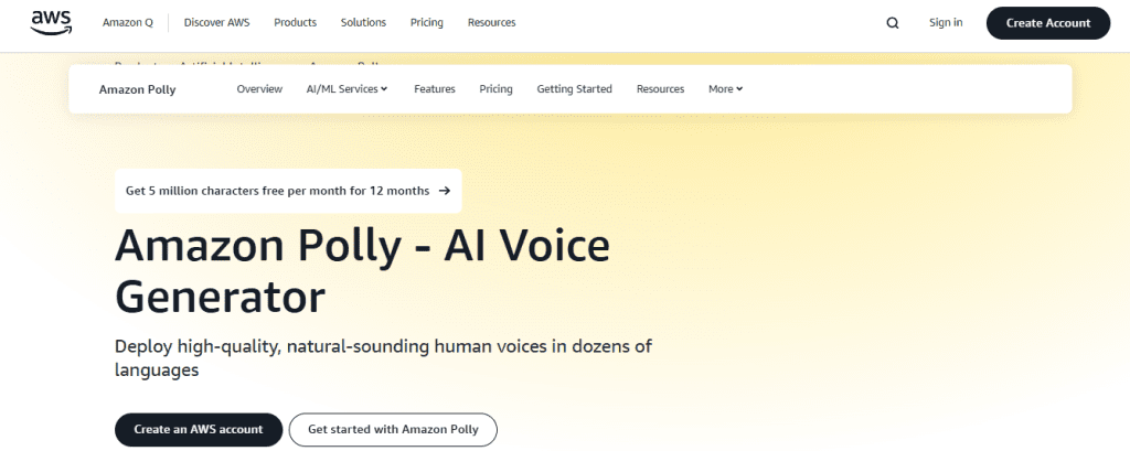 amazon polly - Microsoft Text To Speech