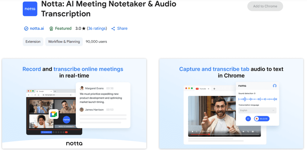 Notta AI - Text To Speech Chrome Extension