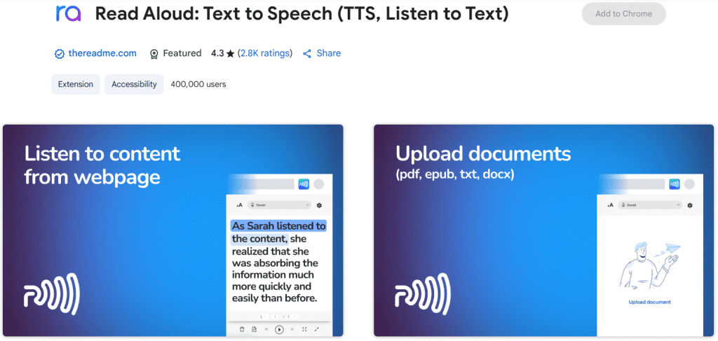 Read Aloud - Text To Speech Chrome Extension