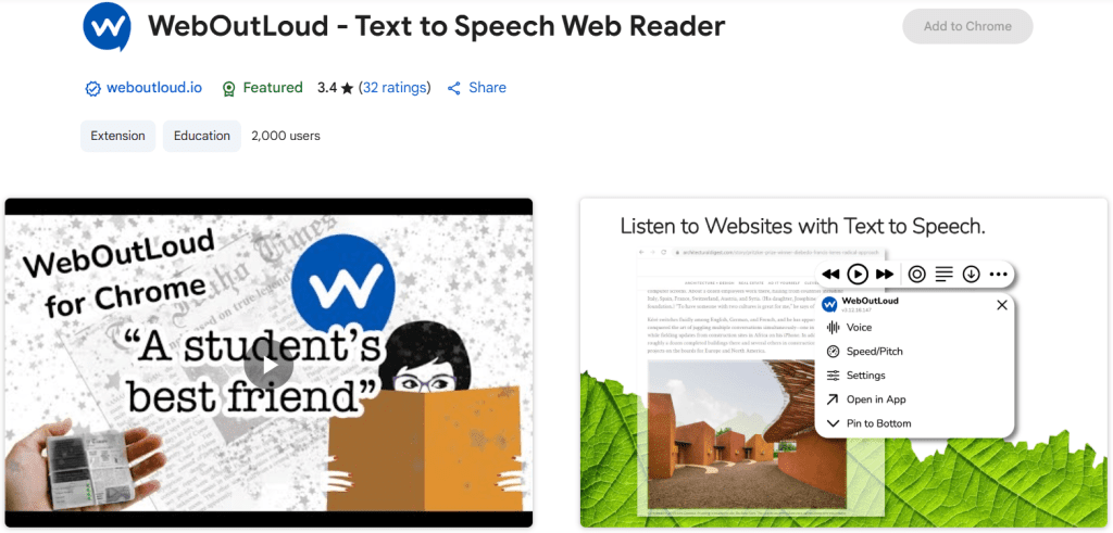 WebOutLoud - Text To Speech Chrome Extension