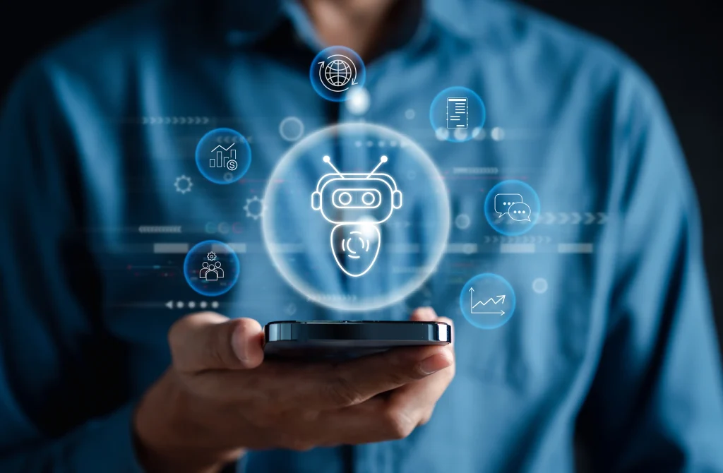 Person Using AI in Mobile - Conversational AI IVR