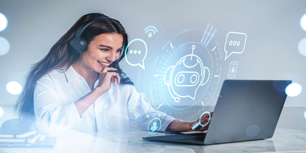 woman on customer service job - Conversational AI for Customer Service