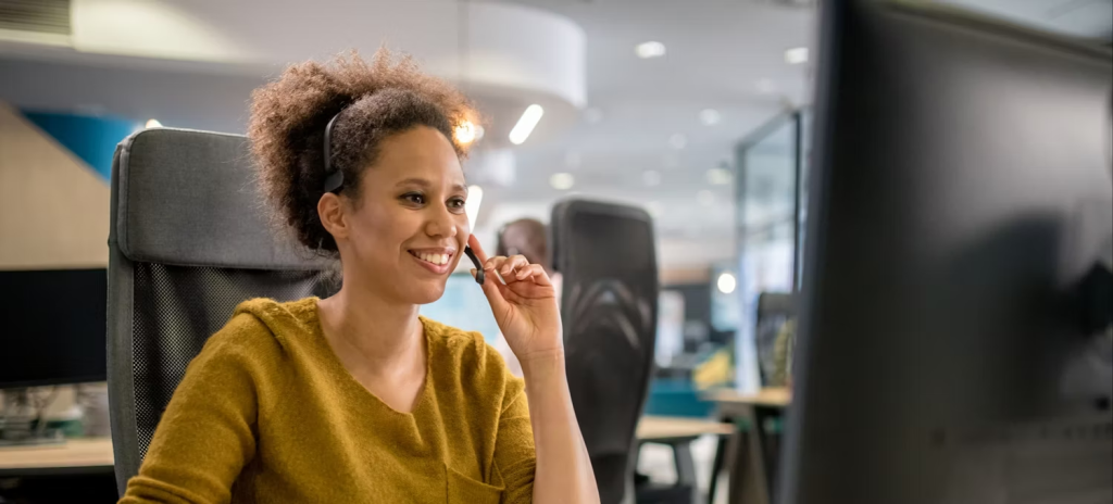 woman at a call center - Call center automation