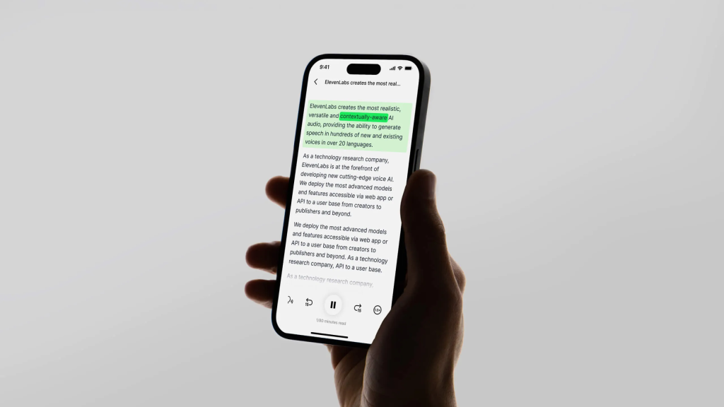 person using phone - ElevenLabs TTS