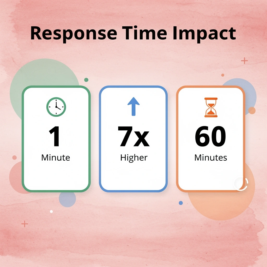 Statistics showing 1 minute response time leads to 7x higher conversion versus 60 minutes - How to Improve Response Time to Customer
