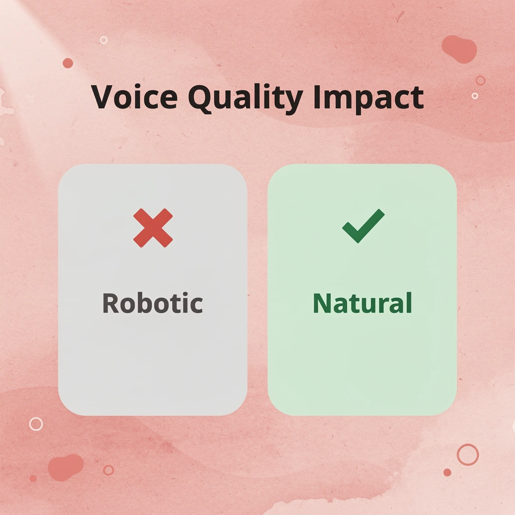 Before and after comparison showing robotic vs natural voice quality - Best After Hours Answering Service for Lawyers

