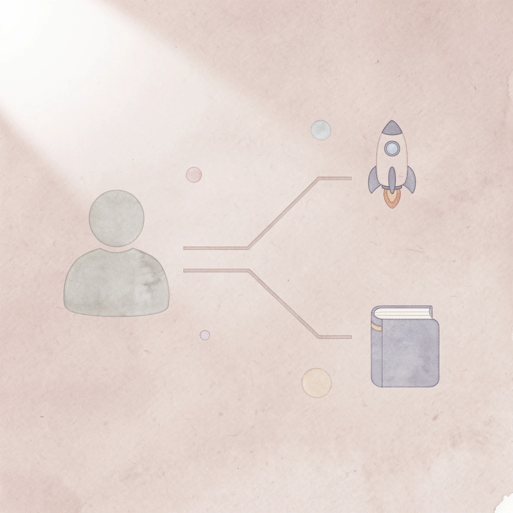 Icon showing a briefcase splitting into two paths representing planning choices - Best Answering Service for Property Management
