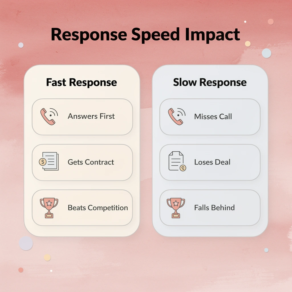 Comparison chart showing fast response versus slow response outcomes