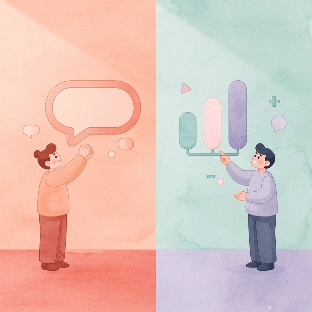 Split scene showing a frustrated customer versus a satisfied customer using voice systems - Nice Cxone Alternatives
