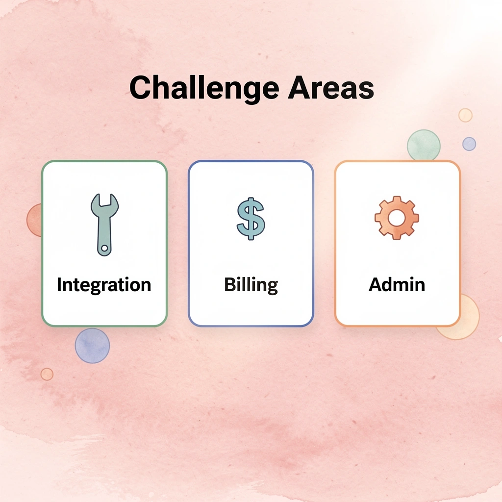 Three challenge areas: integration friction, billing issues, and administrative overhead - Genesys Alternatives
