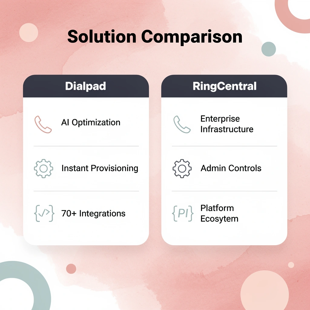 Comparison chart of Dialpad versus RingCentral solutions - Dialpad vs RingCentral