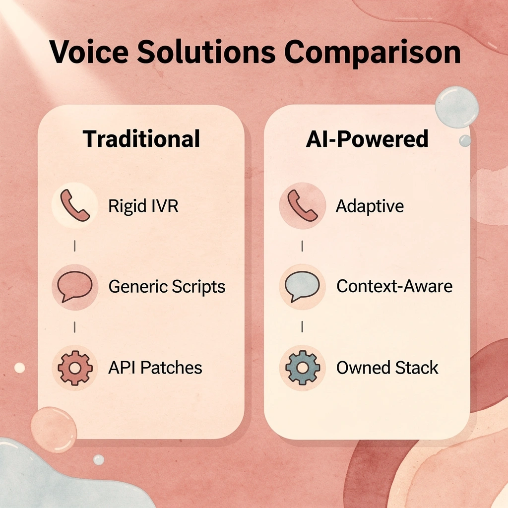 Comparison between traditional and AI-powered voice solutions - CloudTalk Alternatives