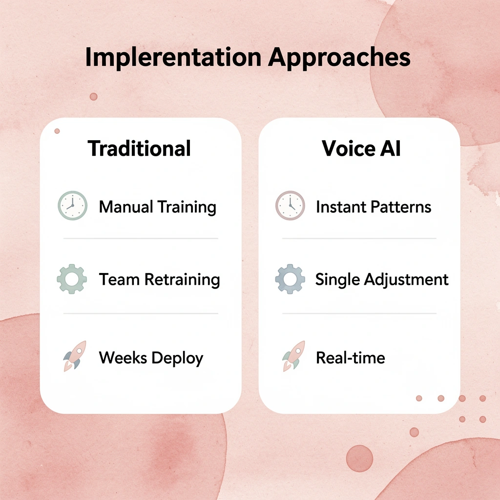 Comparison table showing traditional approach versus Voice AI solution - Observe.ai Competitors
