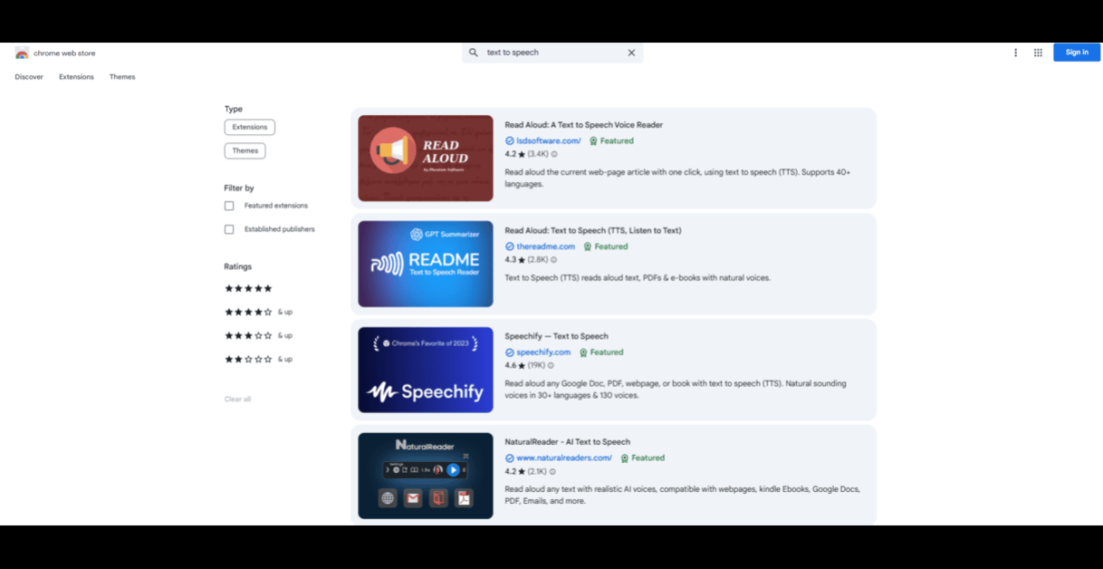 Chrome Webstore - Text To Speech Chrome Extension