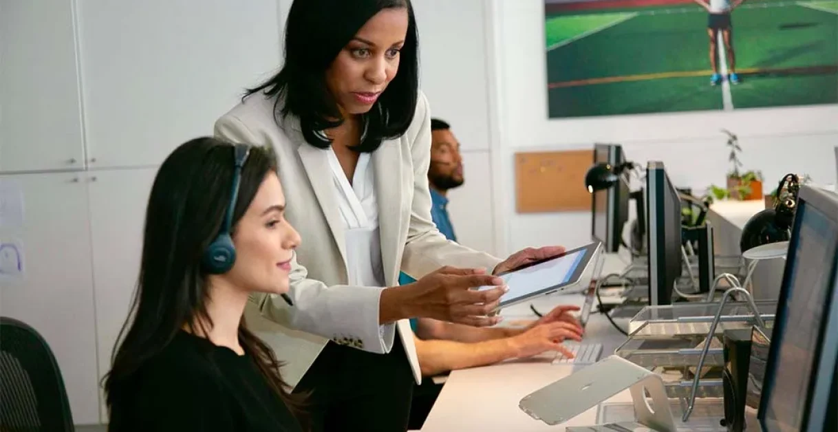 women talking - Call Center Workflow Software