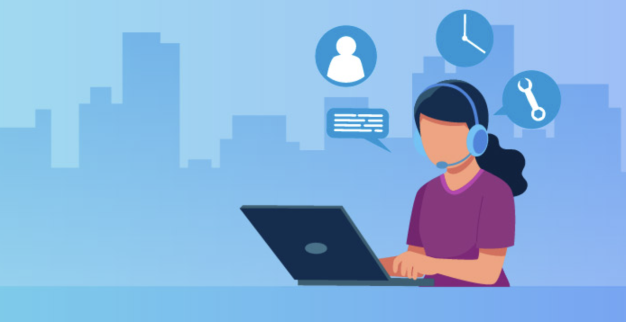 person on laptop - Outbound Call Center