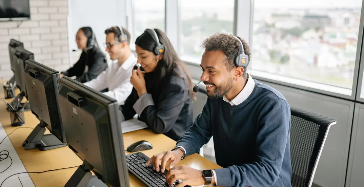 pexels-yan-krukov-business-call-answering-services call center employees - Nextiva Call Flow